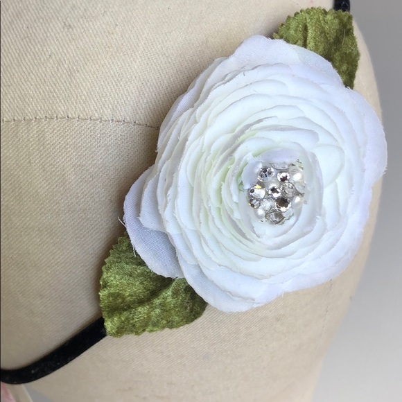 Boho Floral Rose & Swarovski Crystal Headband - Picture 6 of 7